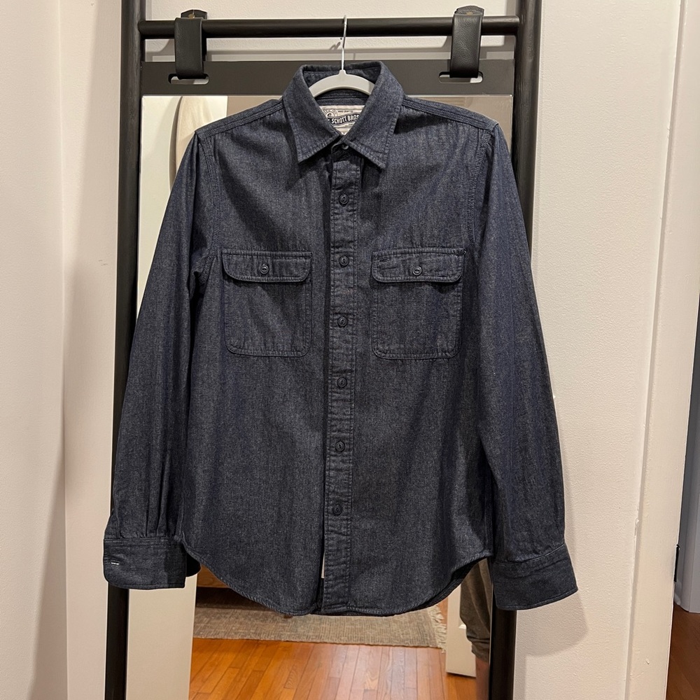 Schott Bros Denim Button Down Shirt - Size Small